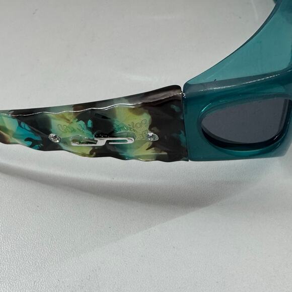 Jonathan Paul Fitovers Timeless Large Polarized Sunglasses Teal Brown - Picture 3 of 6